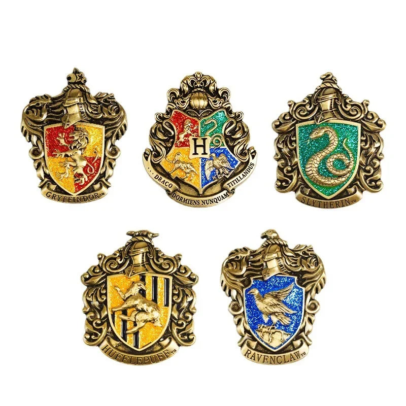 Potter Metal Badge Brooches Hogwarts Slytherin Gryffindor Harry Magic School Lapel Pin Bag Accessories Christmas Souvenir Gifts