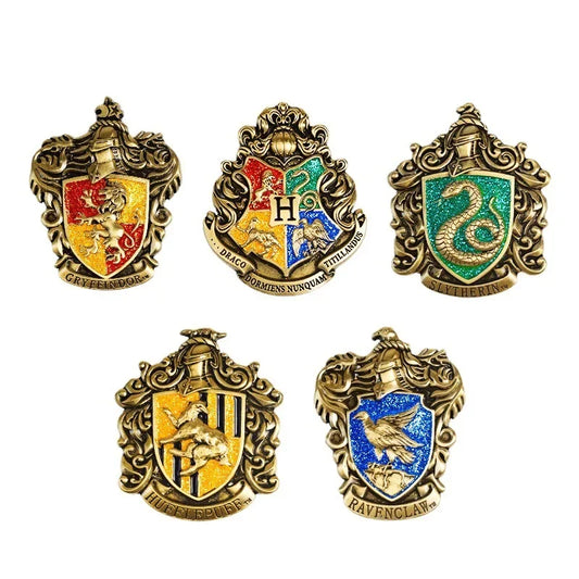 Potter Metal Badge Brooches Hogwarts Slytherin Gryffindor Harry Magic School Lapel Pin Bag Accessories Christmas Souvenir Gifts