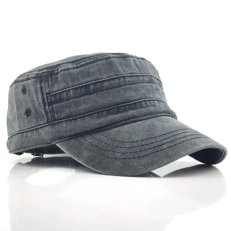 Tactical Hunting Cap for Men Solid Washed Denim Baseball Cap Summer Flat Military Snapback Vintage Sunshade Sun Dad Hat