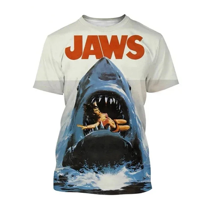 Horror Movie Jaws T-Shirts Shark 3D Printed Streetwear Men Women Fashion Oversized Short Sleeve T Shirt Kids Tees Tops Clothing