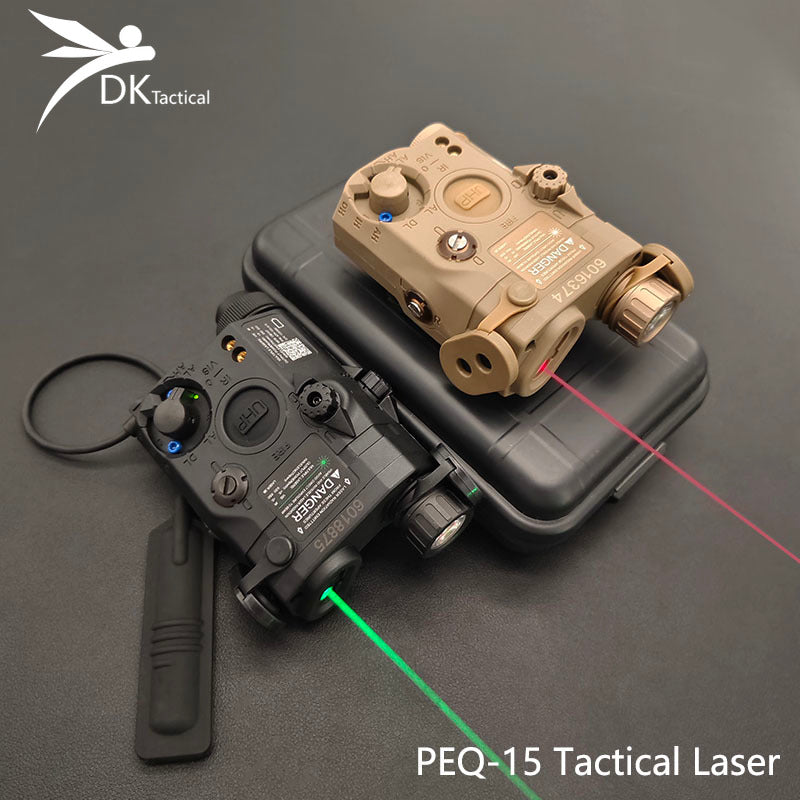 Tactical PEQ15 IR Laser Indicator Red Green Dot/White LED Weapon Laser Fit 20MM Rail Airsoft Outdoor Hunting Aiming Laser
