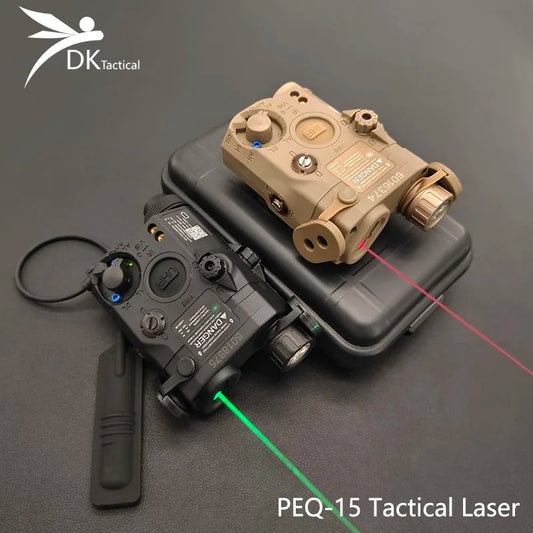 Tactical PEQ15 IR Laser Indicator Red Green Dot/White LED Weapon Laser Fit 20MM Rail Airsoft Outdoor Hunting Aiming Laser