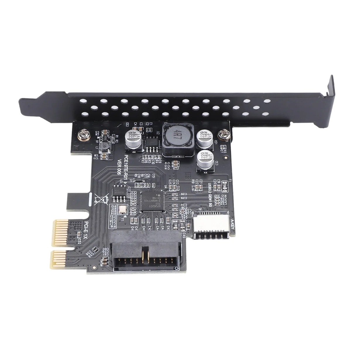 PCI-E 1X To USB 3.2 GEN1 5Gbps 20Pin Front Panel Header (To Type-C Front Panel Header) Front Panel Connector Riser Card