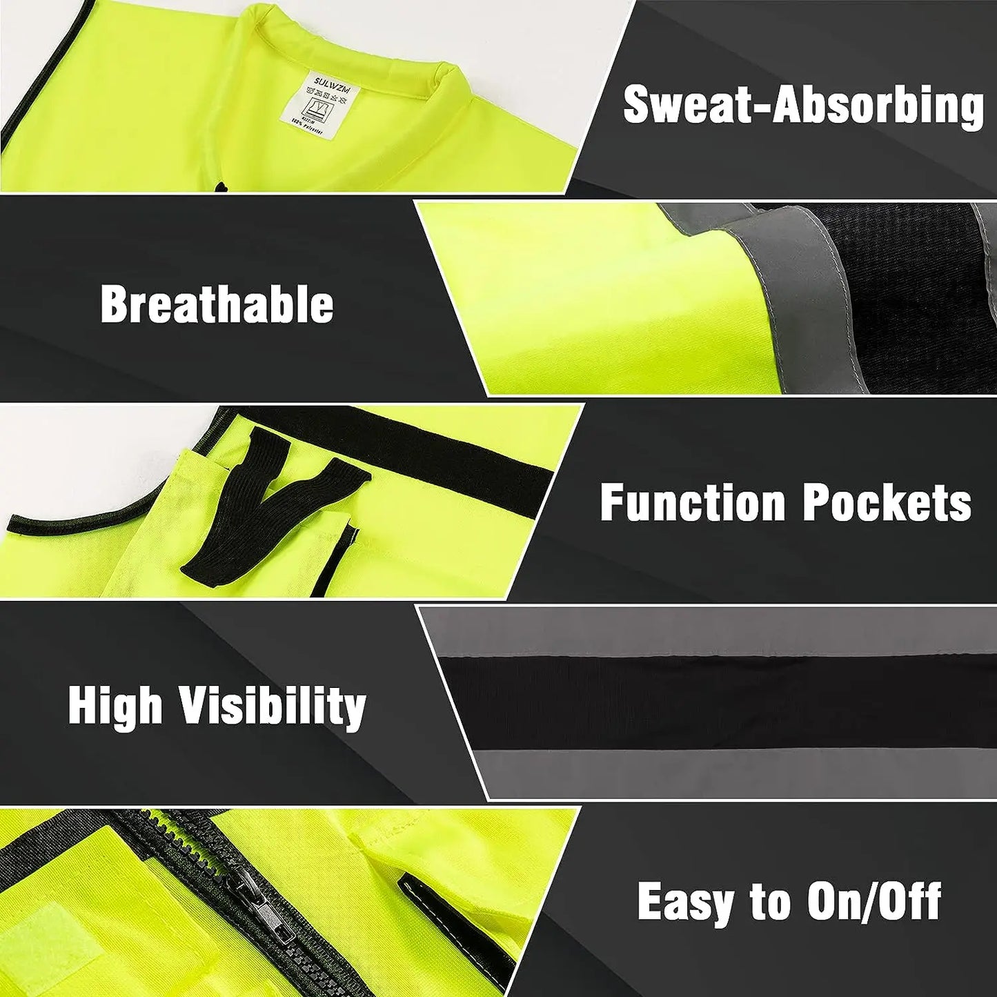 Safety Vest Construction Clothes High Visibility Vest Working Clothes Sports Outdoor Safety Clothing