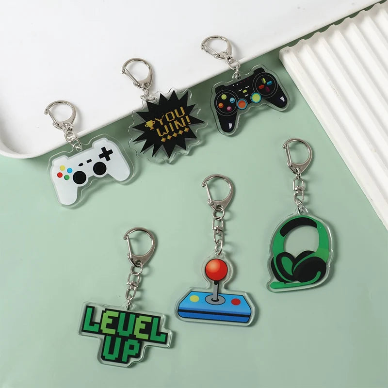 6Pcs Cute GamePad PVC Keychain Video Game on Theme Backpack Pendant for Boys Kids Birthday Game Night Party Favors Party Fillers