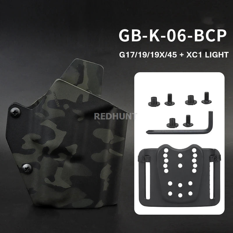 Hunting Gun Holster Kydex Pistol Case Light TLR-1 X400 X300 XC1 Bearing Waist Gun Bag for G17/19/19X/45/43/43X/20/29