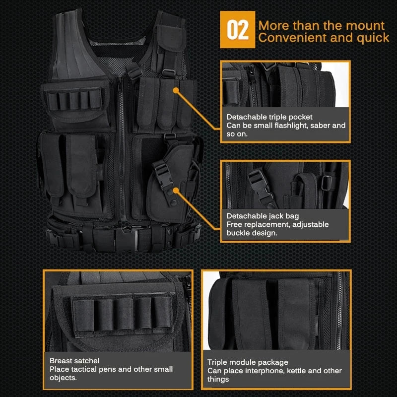 Tactical Vest for Hunting Multi-Pocket Swat Army Tactical uniform Body Armor Vests CS Game Airsoft Training Jacket