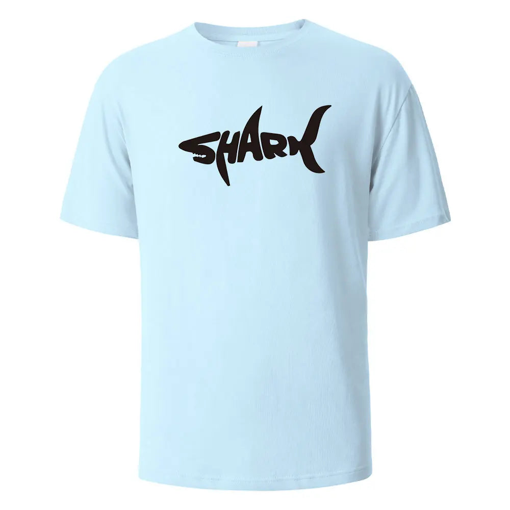 Shark Print T-Shirt 100% Cotton Summer Tees For Men Women Oversize Casual Tops