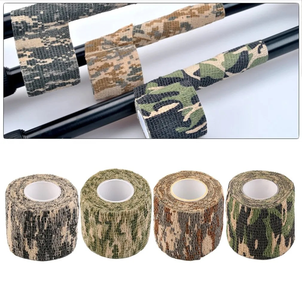 Hand Tool Camo Form Reusable Self Cling Camo Hunting Rifle Provide Insulation Fabric Tape Wrap Polyester Camouflage Equipment