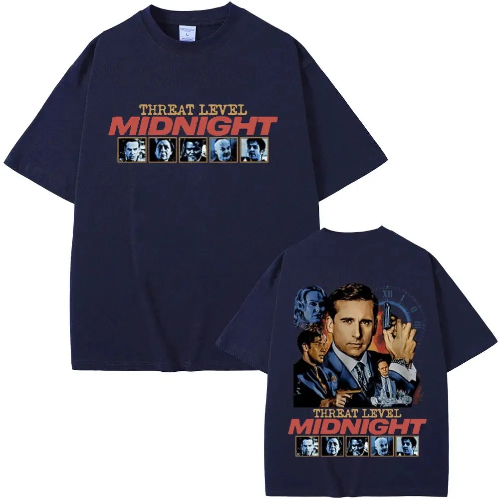 Threat Level Midnight Michael Scott Homage T-shirts Tv Series The Office Dwight Schrute Jim Halpert T Shirts Men Vintage T-shirt