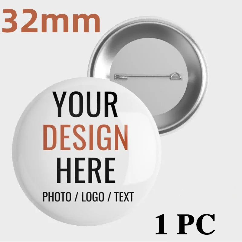 Custom Personalize Tinplate Pins Text Pictures Logo Printed Customize Brooches Lapel Metal Badges Gifts for Friends Wholesale