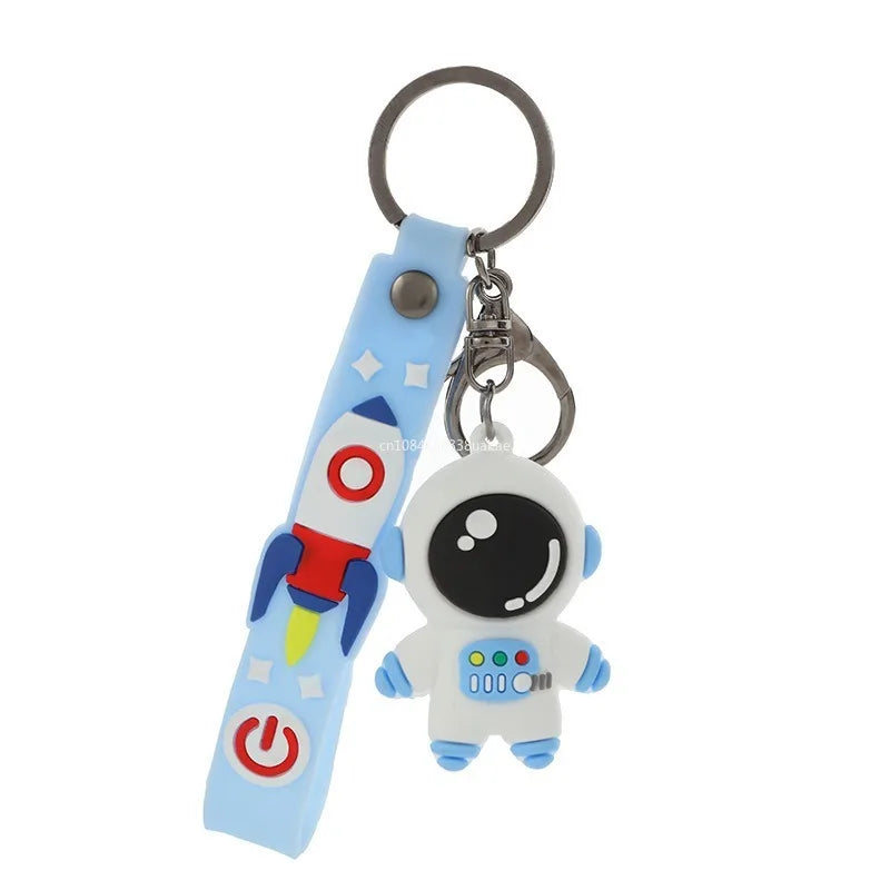 1PCS PVC Cartoon Planet Tour Astronaut Keychain Cute Astronaut Couple Chain Soft Rubber Small Pendant Key Ring Gift Aesthetic