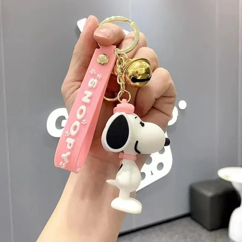 Snoopy Charlie Brown Cartoon Key Chain Cute PEANUTS Animation PVC Doll Keyring Men Women Car Key Accessories Backpack Pendant