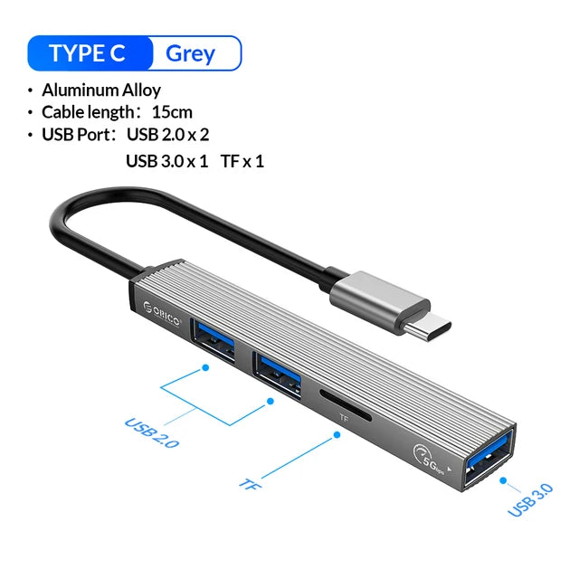 ORICO USB C To Usb Adapter USB 3.0 Splitter 3-port HUB Hub Docking Station Converter Otg Adapter Computer Accessories USB HUB