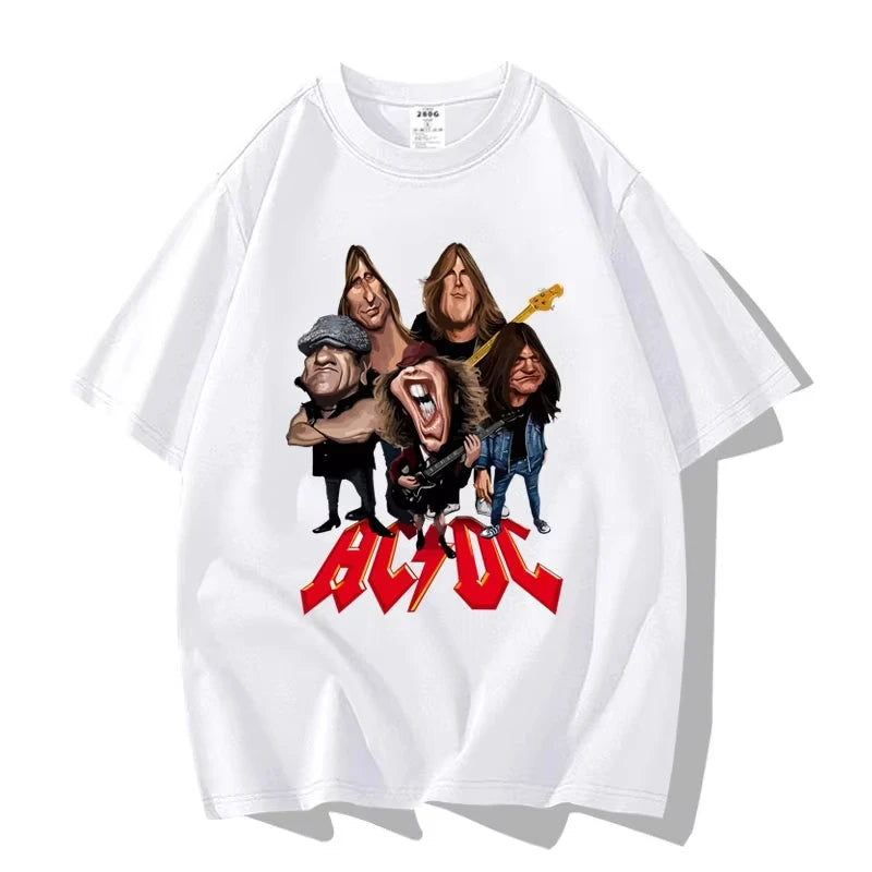 American Street Punk Rock Band ACDC Hip Hop Short Sleeve T-shirt Clothing Clothing Casual Men's and Women's 100% Cotton T-shirt