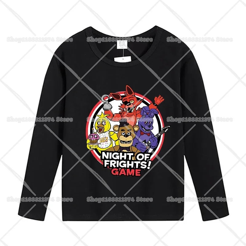 Five Nights At Freddys Long Sleeves Kids T-shirts Anime FNAF Tee Tops Cotton Fashion Children Clothes Undershirt Birthday Gift