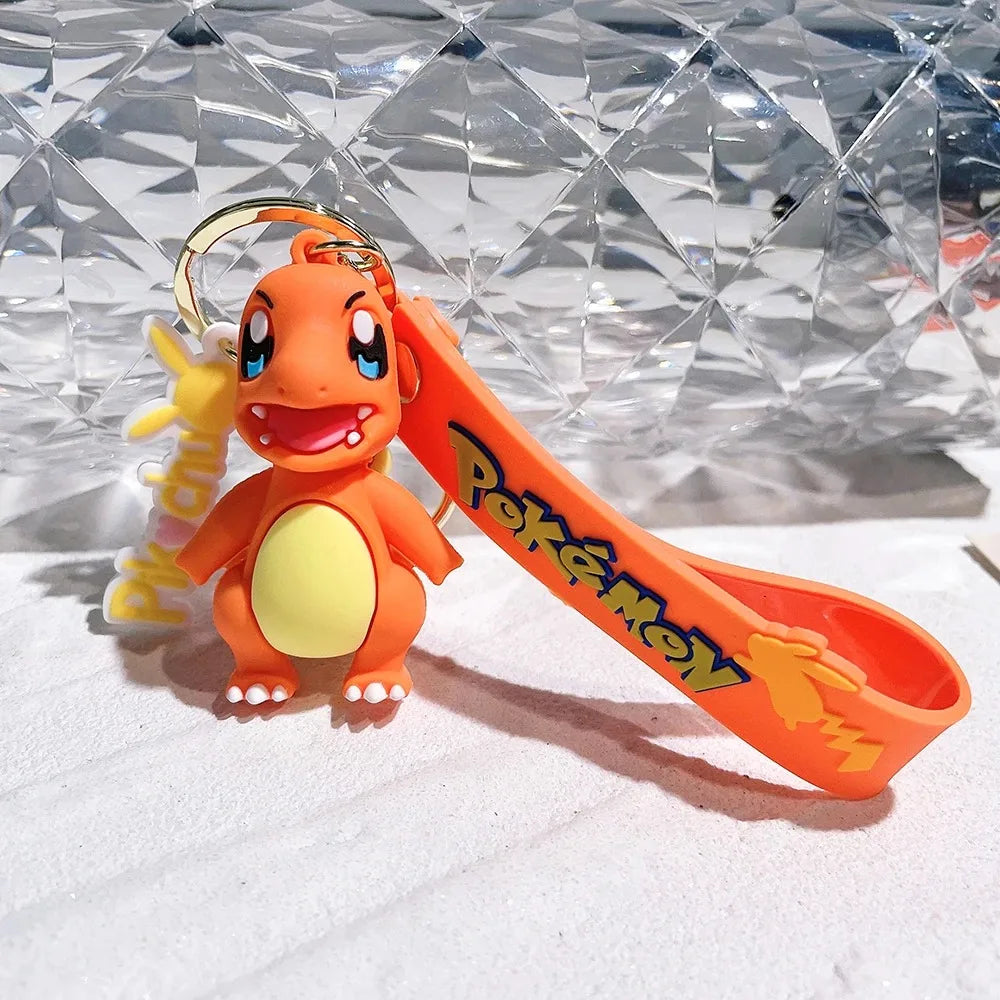 New Pokemon Pikachu Keychain Anime Cartoon Key--Chain Charmander Psyduck Fashion Keyring Pendant Accessories Toys--Kids Gifts