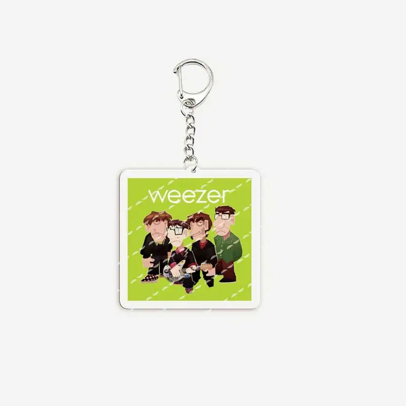Rock Band Weezer Keychains for Accessories Bag Acrylic pat mikey matt brian Charm Keyrings Chains Jewelry Friends FANS Gifts