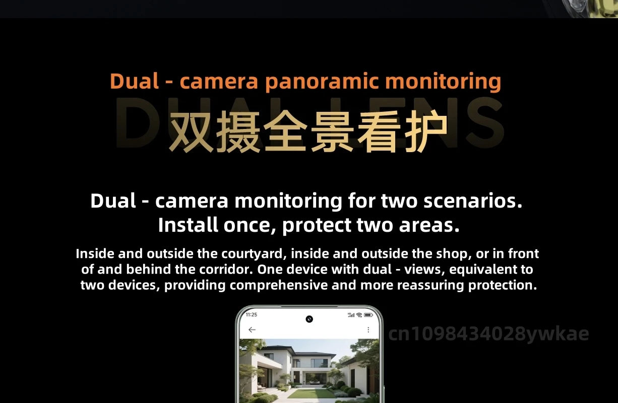 Xiaomi Outdoor Camera 4 Dual Lens 5MP 3K HD Dual View Monitoring Panoramic Closeup Tracking IP66 Weatherproof AntiTheft