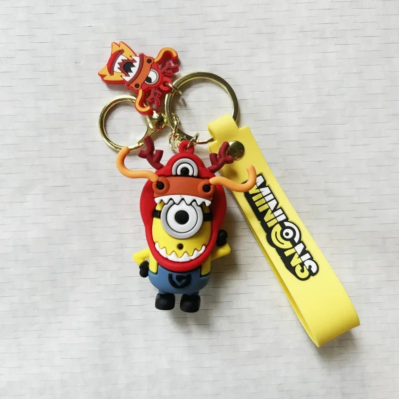 MINISO Minion Keychain Chinese Zodiac Series Cute Cartoon Children's Toy Keyring School Pack Car Key Accessories Gift