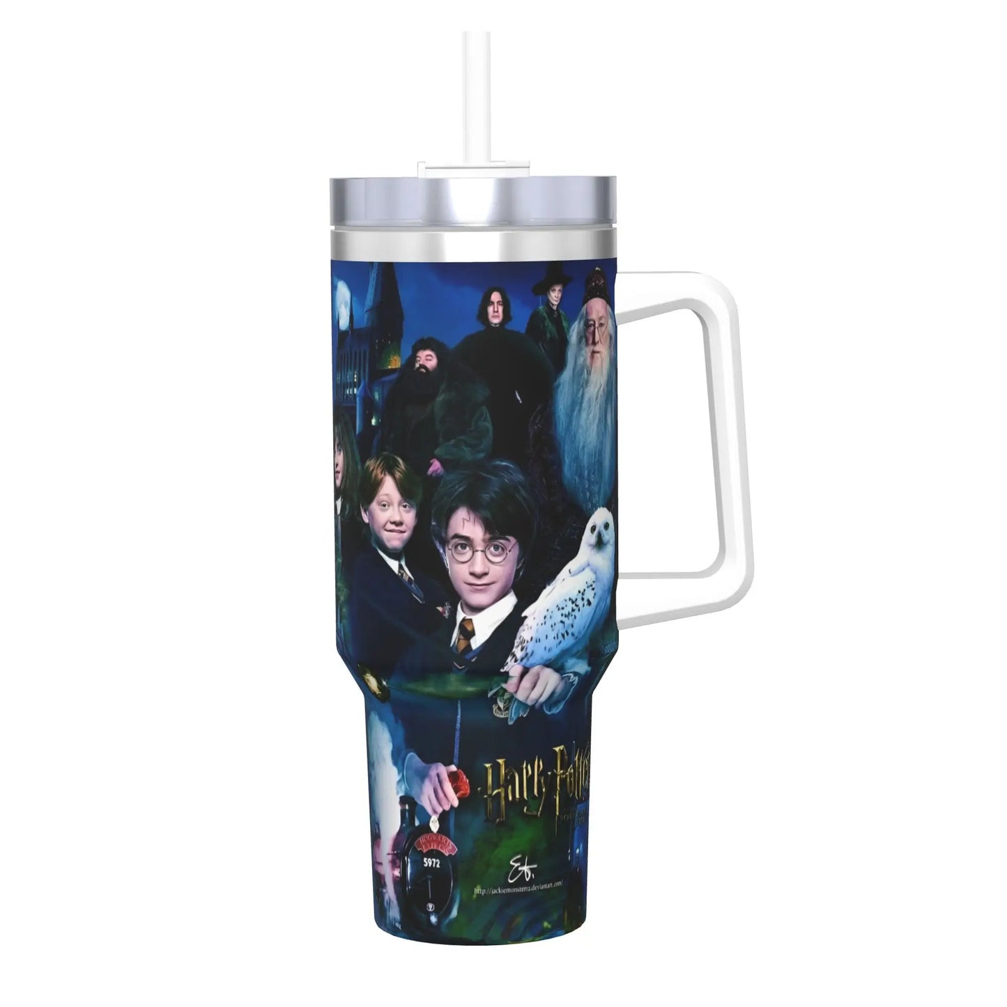 H-HARRY Movie Car Mugs With Straws  P-POTTER Travel Cold and Hot Water Bottle Portable Large Capacity Coffee Mug