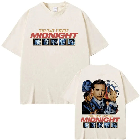 Threat Level Midnight Michael Scott Homage T-shirts Tv Series The Office Dwight Schrute Jim Halpert T Shirts Men Vintage T-shirt