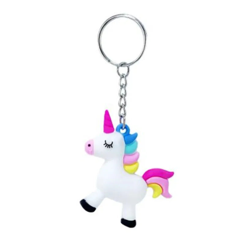 WKOUD Cute Fairytale PVC Unicorn Keychain Multi-style Horse Key Rings Holder Alloy Key Chain For Women Girls Gift Jewelry