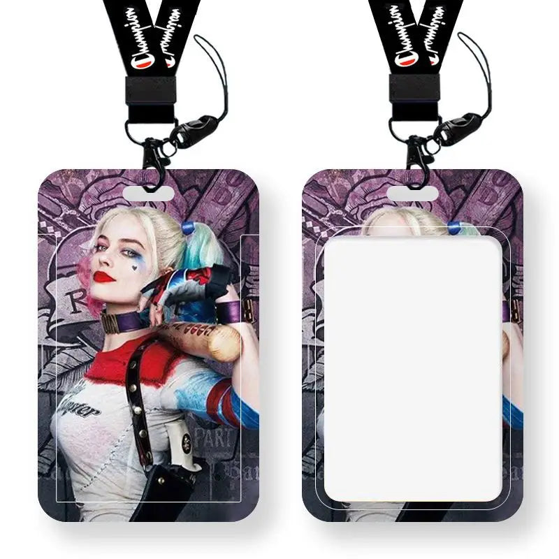 DC Joker Harley Quinn Anime Movie Periphery Student Campus Card Cover Creative Cartoon Lanyard Work Card Protective Cover Gifts