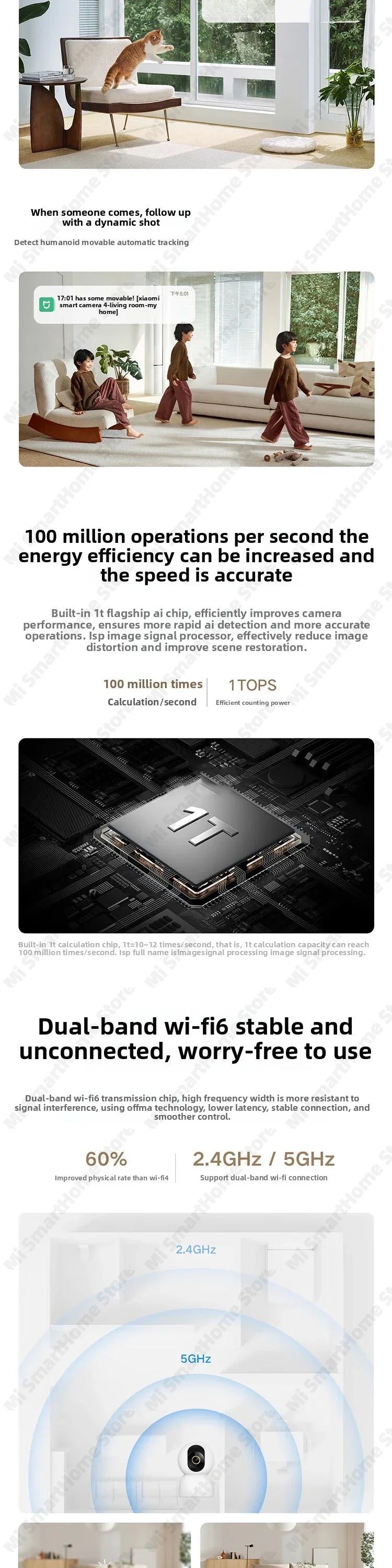 Xiaomi Smart Camera 4 Dual-band Wi-Fi 6 8MP 4K HDR AI Tracking Night Vision Two-Way Audio Home Security Baby Monitor Pet Camera