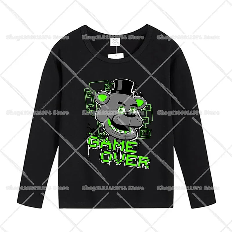 Five Nights At Freddys Long Sleeves Kids T-shirts Anime FNAF Tee Tops Cotton Fashion Children Clothes Undershirt Birthday Gift