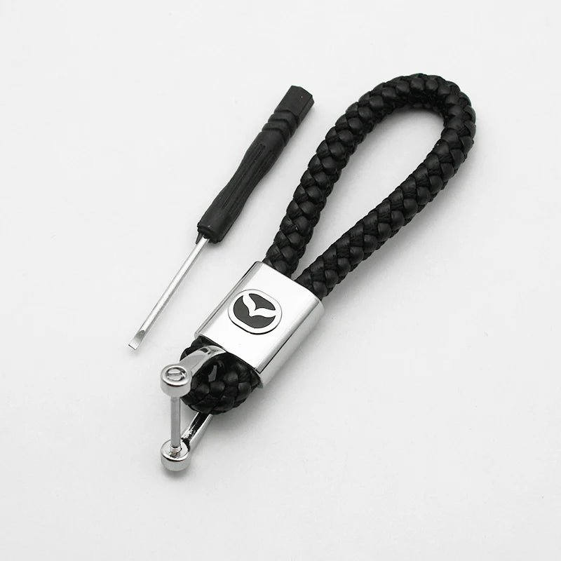 Car Key Chain 3D Metal+Braided Rope Emblem Keyring For Mazda 3 2 6 CX3 CX5 CX6 CX9 MP MS CX30 Axela Demio Atenza RX7 RX8 MX3 MX5