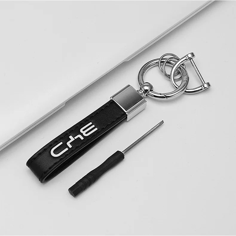 New Men Women Luxury Suede Leather Keychain Logo BYD Keyrings For BYD Tang Han DM Atto 3 Seal Dolphin Car Keychain Accessories