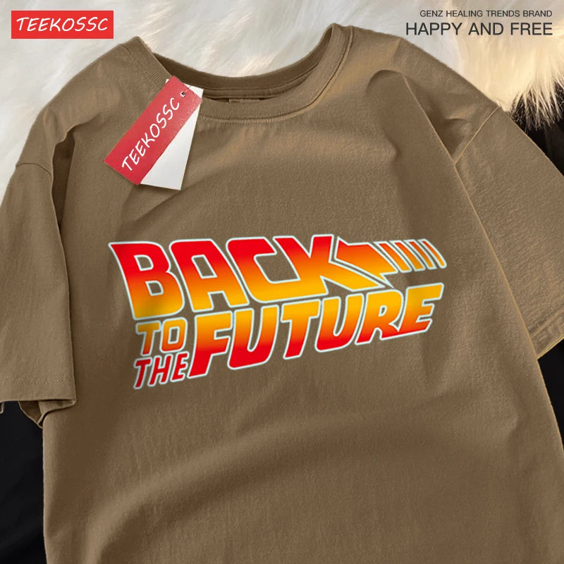 Back To The Future Movie Logo T-Shirt Men Women Cartoons Cotton Short Sleeve Shirt Summer Tshirt Hip Hop Breathable Clothing