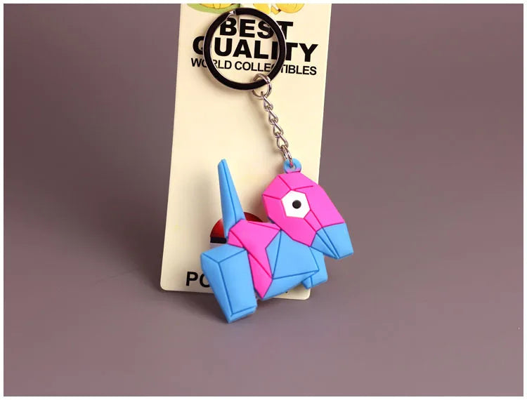 TAKARA TOMY Anime Pokemon Key Chain The Backpack PVC Metal Cubone Gengar Rapidash Abra Porygon Keychain Childrens Toy