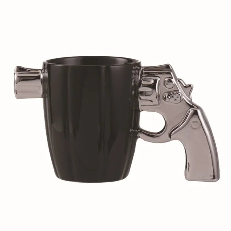 350ml Novelty Mug Revolver Handle Mug Coffee Cup Ceramic Personalized Decorations for Coffee Tea Milk 3D Mold Non-slip Glaze Cup