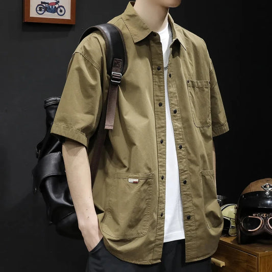 T-shirt Short-sleeved Shirt Men's Trendy Brand Trendy Shirt Summer Casual Work Clothes Loose Summer Trendy