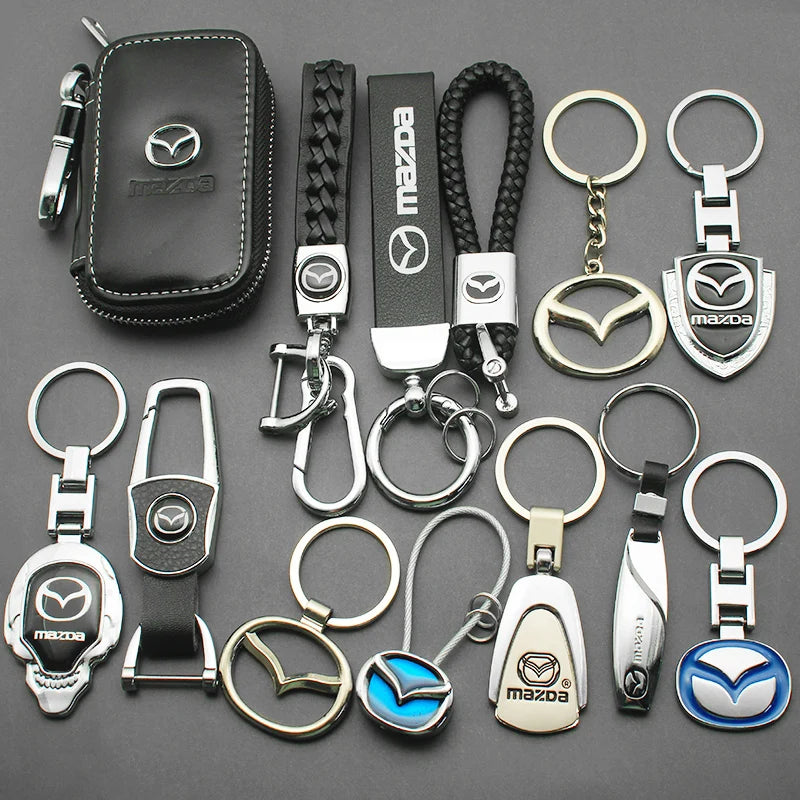 Car Key Chain 3D Metal+Braided Rope Emblem Keyring For Mazda 3 2 6 CX3 CX5 CX6 CX9 MP MS CX30 Axela Demio Atenza RX7 RX8 MX3 MX5
