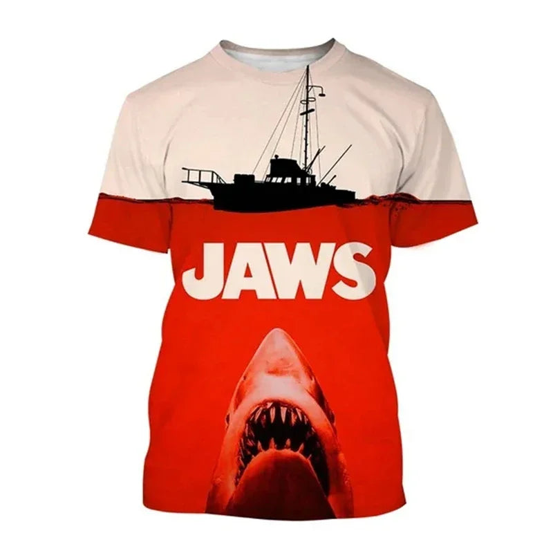 Horror Movie Jaws T-Shirts Shark 3D Printed Streetwear Men Women Fashion Oversized Short Sleeve T Shirt Kids Tees Tops Clothing