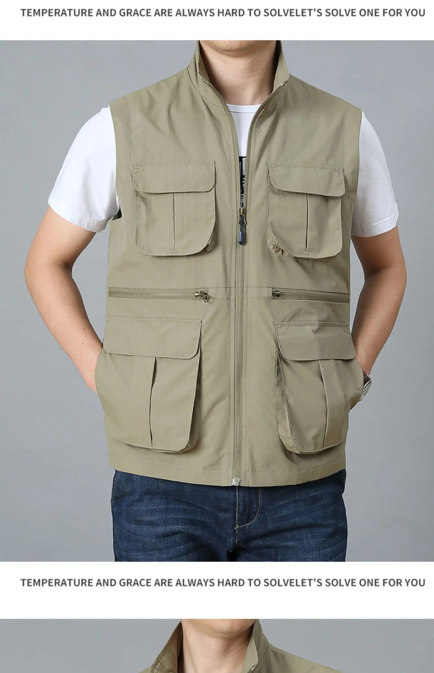 Tactical Vest For Men Golf Hunting Large Size Men's Camping Sleeveless Jacket Multi-pocket Work Padded Luxury MAN Clothing Denim