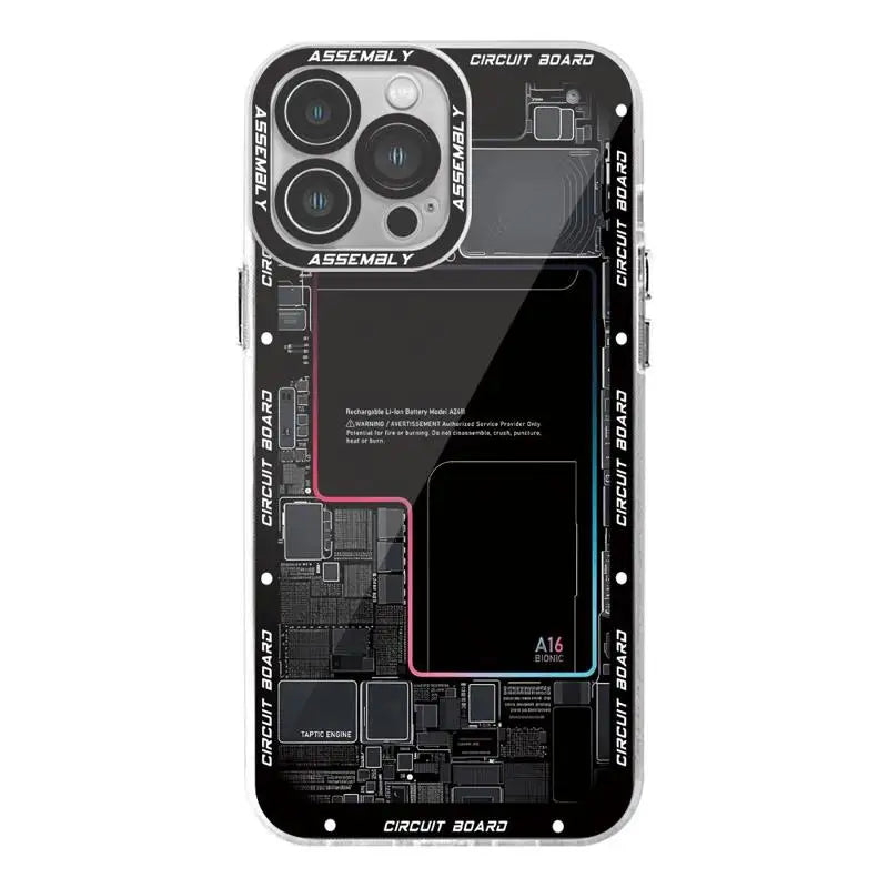 Circuit Board Pattern Phone Case for iPhone 14 15 Pro Max 11 12 Mini 13 Pro Max SE 8 7 Plus XR X XS Max Transparent Soft Cover
