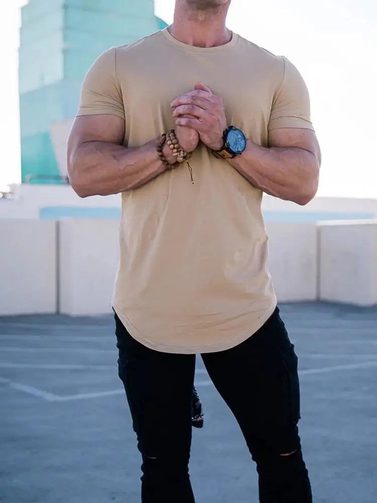 Muscle fitness T-shirts, sports training T-shirts, high-quality cotton T-shirts for men, fitness and sports T-shirts