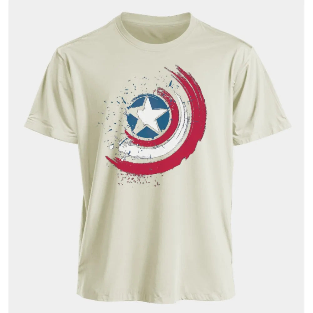 Marvel Men's and Women's T-shirts Captain America Summer Spring and Autumn New Classic Oversized Sporty Trendy Short-sleeved