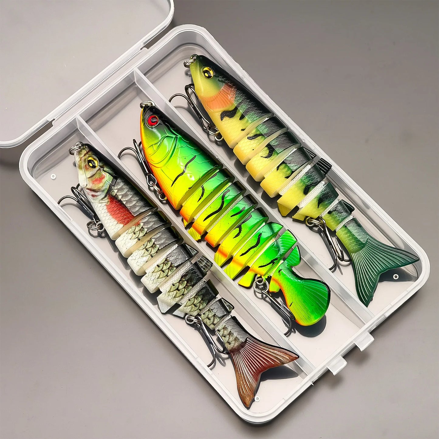 ANFS Fishing Lure Kit of 3piece, Jointed Bait Fishing Lures Assorted Design with Storage Box, Cool Fishing Stuff for Angler