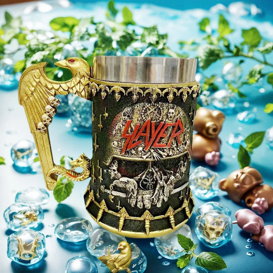 600ml Norse Mythology Beer Mug Resin Stainless Steel Stein Tankard Cups Gift Retro Drinkware Nemesis Deadly Eagle Skull Statue