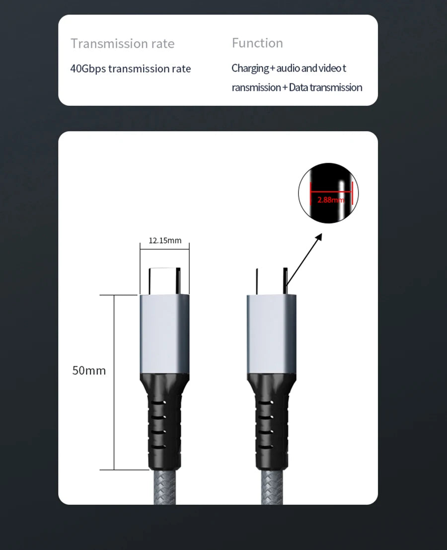 UGOURD USB4 Cable 40Gbps 240W Thunderbolt 4 Type C Fast Charging Cable Thunderbolt3 USB C to C Data Transfer  Cable For eGPU