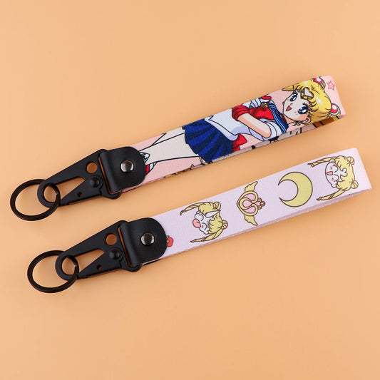 Kawaii Anime Keychain Straps Rope Cute Lanyard Bracelet for Keys Wrist Strap Short Lanyard Pendant Key Chain