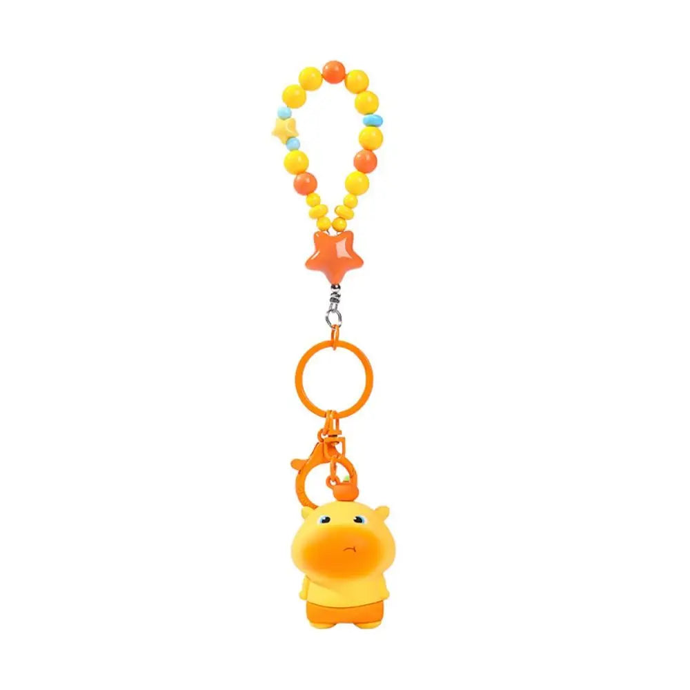 Creative PVC Capybara Key Ring Bag Charm Cute Expression Lulu Doll Keychain Q-version Beading Cartoon Phone Chain Kids