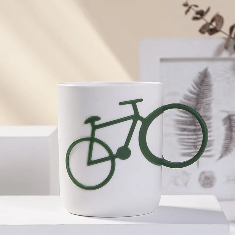 Bicycle Handle Couple Toothbrush Cup PP Mug For Juice Water Milk Student Dormitory Cups 400ml Christmas Gifts