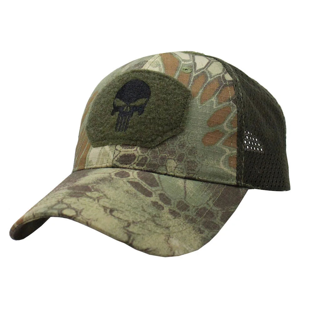 Tactical Camouflage Baseball Cap Mesh Breathable Special Forces Tactical Camo Hat Skull Duck Visor Hat
