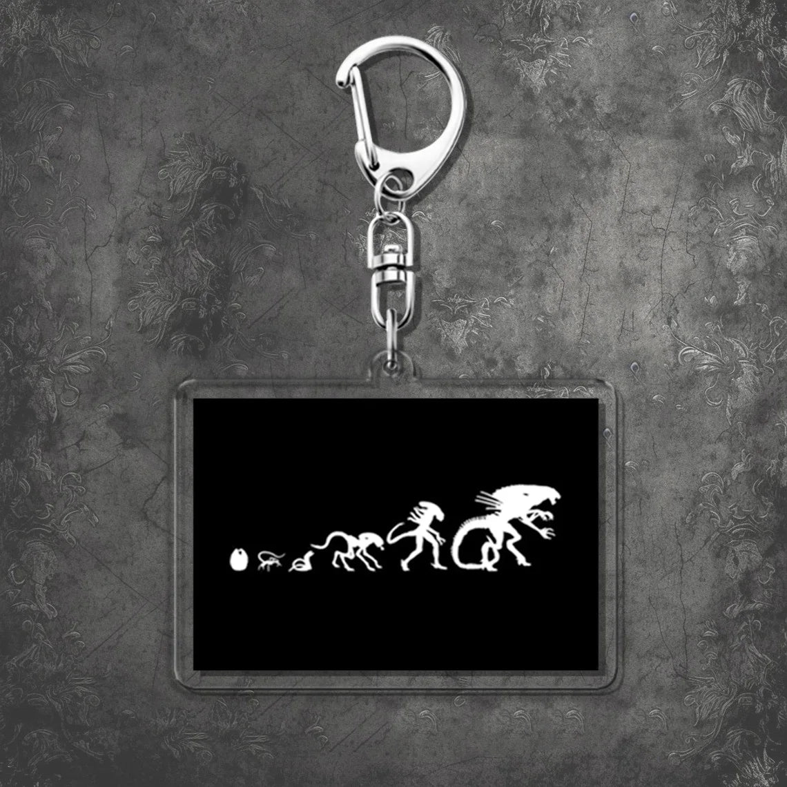 Horror Scary Classic Movie Keychain Key Chain Ring for Bag Xenomorph Sci Fi Keyring Jewelry Gamer Fans Gaming Gift